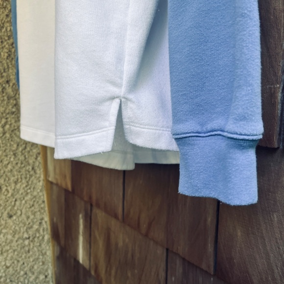 VS PINK Varsity Notch Neck Crew Pullover Sweatshirt Blue Colorblock Size M - Picture 8 of 16